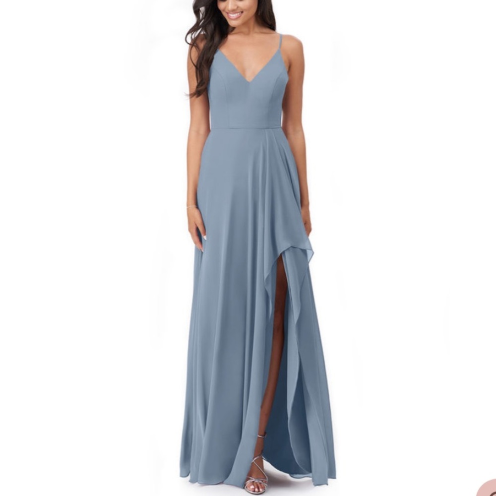 Azazie Dusty Blue Collette Bridesmaids Dress A4  size 4 Worn Once